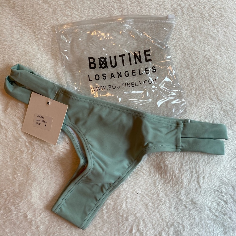 BoutineLA Bikini Thong Bottoms in Sea Blue